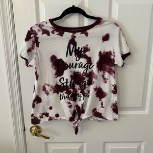 Kind Karma  purple and white tie dye tie front top